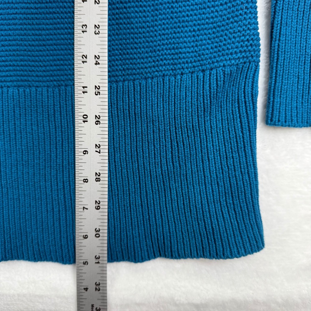 Soft Surroundings Teal Cotton Blend Textured Knit Tunic Sweater L 2BU14 - Picture 3 of 7